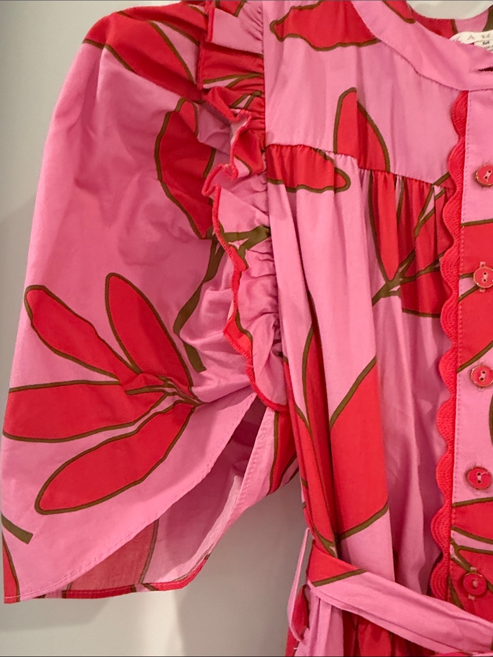 Karlie Pink Maxi Dress with Bold Red Floral Print - Picture 4 of 6